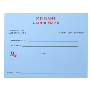 Handmatig voorgeschreven pad (groot - blauw) notitieblok