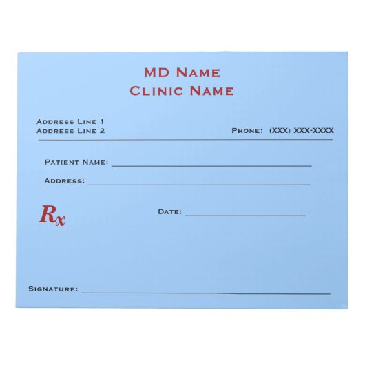 Handmatig voorgeschreven pad (groot - blauw) notitieblok (Voorkant)