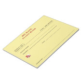 Handmatig voorgeschreven pad (groot - geel) notitieblok (Schuin)