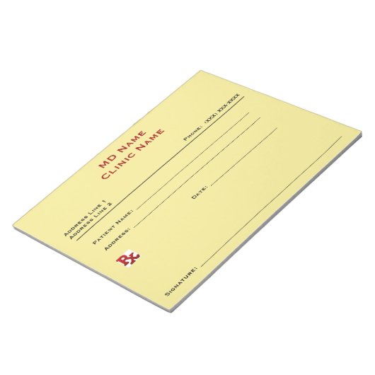 Handmatig voorgeschreven pad (groot - geel) notitieblok (Schuin)