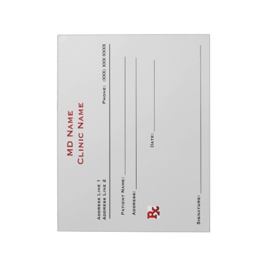 Handmatig voorgeschreven pad (groot - licht grijs) notitieblok (Linkerzijde)