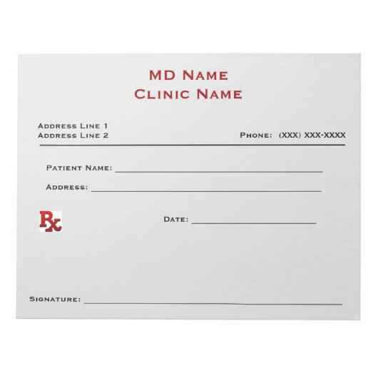 Handmatig voorgeschreven pad (groot - licht grijs) notitieblok (Voorkant)