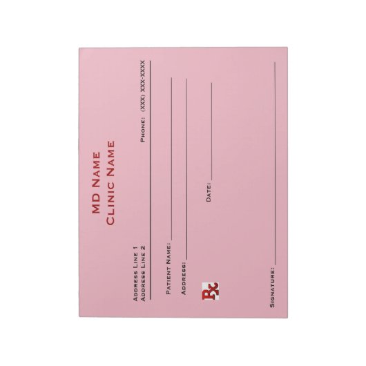 Handmatig voorgeschreven pad (groot - roze) notitieblok (Linkerzijde)