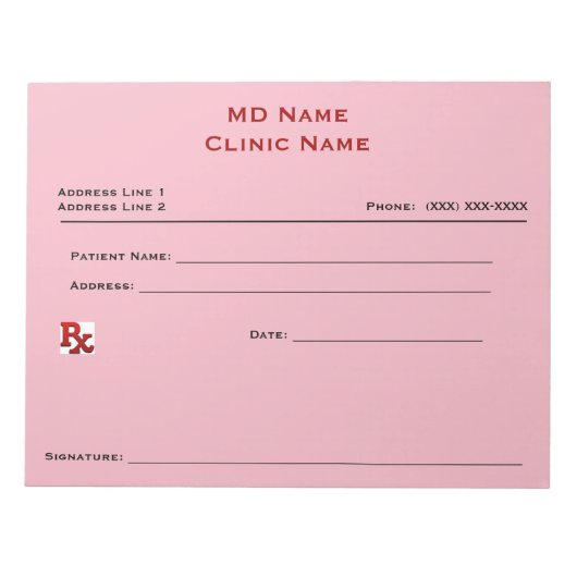 Handmatig voorgeschreven pad (groot - roze) notitieblok (Voorkant)