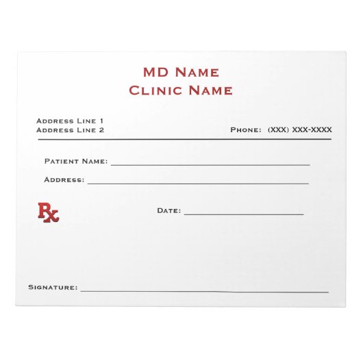 Handmatig voorgeschreven pad (groot - wit) notitieblok (Voorkant)