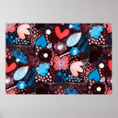 Handmatige Abstracte Waterverf Schets Doodle Fl Poster (Voorkant)