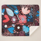 Handmatige Abstracte Waterverf Schets Doodle Fl Sherpa Deken (Voorkant (horizontaal))