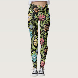 Handmatige afvoerbloemen leggings