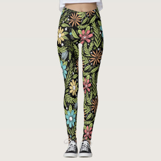 Handmatige afvoerbloemen leggings
