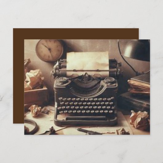 Handmatige  Antiek typemachine Brown Sepia Briefkaart (Voorkant / Achterkant)