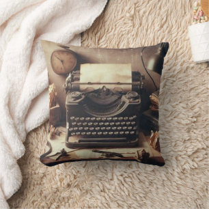 Handmatige  Antiek typemachine Brown Sepia Kussen