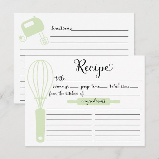 Handmatige briefing met groene bridal ShowerRecipe Briefkaart (Voorkant / Achterkant)