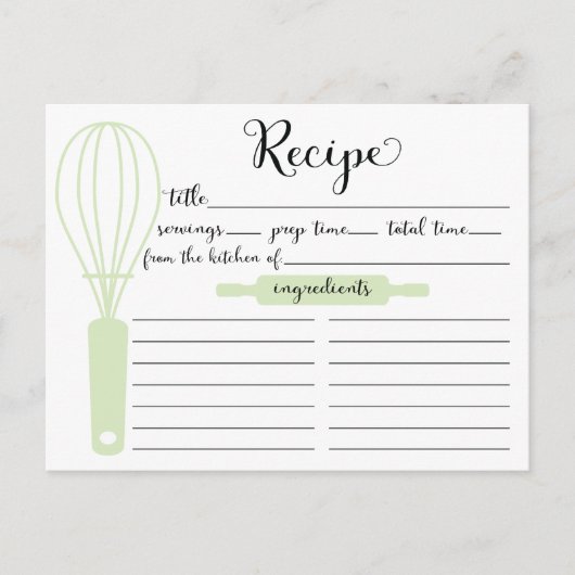 Handmatige briefing met groene bridal ShowerRecipe Briefkaart (Voorkant)