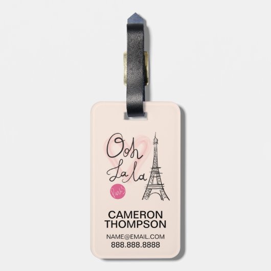 Handmatige Eiffeltoren Bagagelabel (Achterkant verticaal)