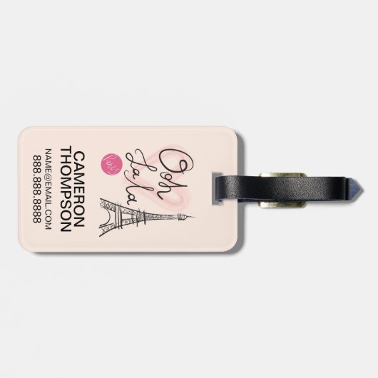 Handmatige Eiffeltoren Bagagelabel (Achterkant horizontaal)