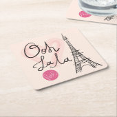 Handmatige Eiffeltoren Kartonnen Onderzetters (Schuin)