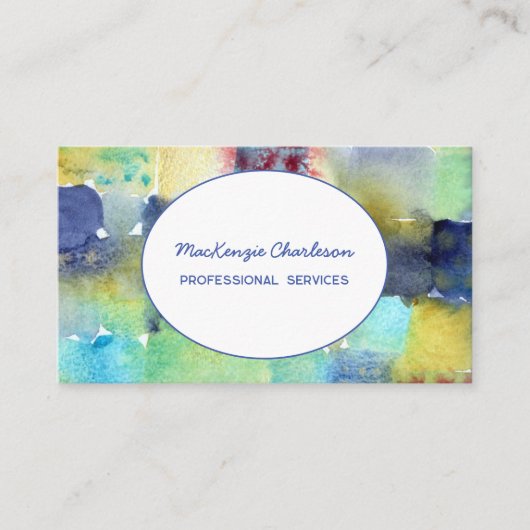 Handmatige gekleurde moderne Abstracte Waterverf Visitekaartje (Voorkant)