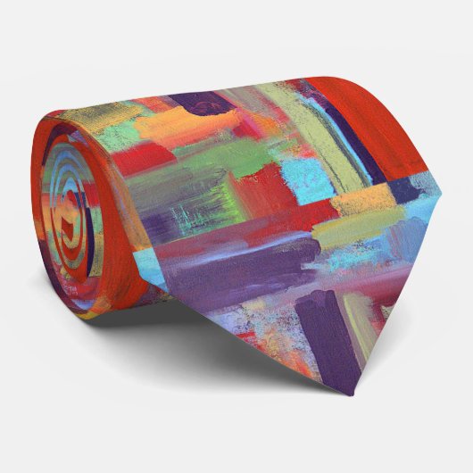 Handmatige kleurrijke Abstracte Stropdas (Opgerold)