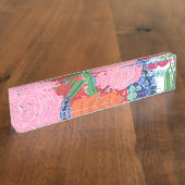 handmatige kleurrijke bloemen naambordje (Zijkant)