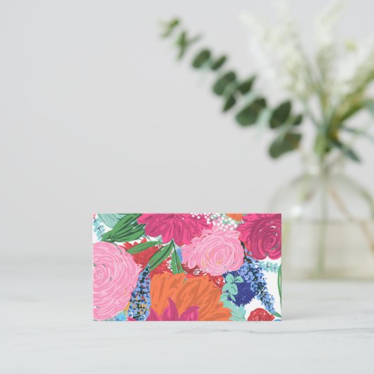  handmatige kleurrijke bloemen visitekaartje (Staand voorkant)