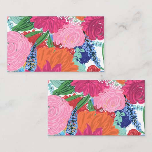  handmatige kleurrijke bloemen visitekaartje (Voorkant / Achterkant)