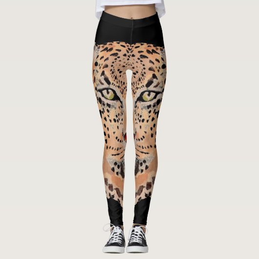Handmatige Leggings voor het afdrukken van luipaar (Voorkant)