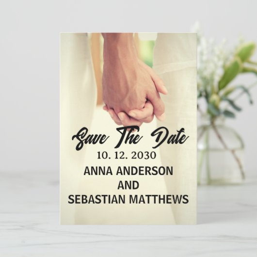 Handmatige letterscriptbedekking ontwerpfoto save the date (Staand voorkant)