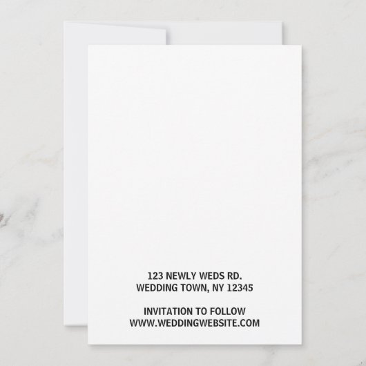 Handmatige letterscriptbedekking ontwerpfoto save the date (Achterkant)