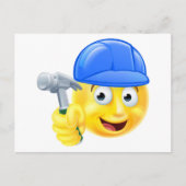 Handmatige Man Carpenter Builder Emoji Emoticon Briefkaart (Voorkant)