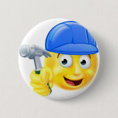Handmatige Man Carpenter Builder Emoji Emoticon Ronde Button 5,7 Cm (Voorkant)