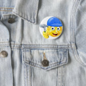 Handmatige Man Carpenter Builder Emoji Emoticon Ronde Button 5,7 Cm (In situ)