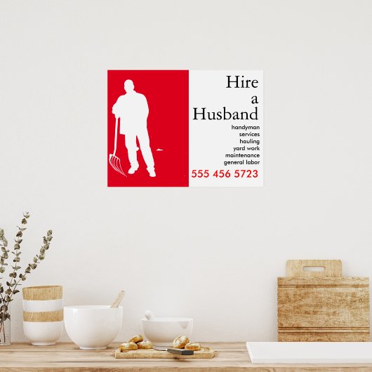 Handmatige Man voor kleine bedrijven Adverteren Poster (Keuken)