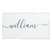 Handmatige mannennaam wit zwart script kussensloop (Achterkant)