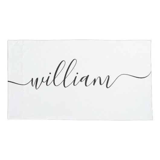 Handmatige mannennaam wit zwart script kussensloop (Achterkant)
