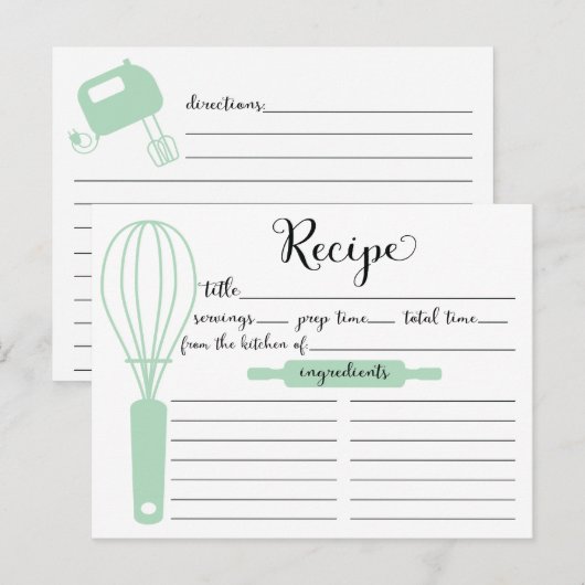  handmatige met een briefje Groene Whisk Recipcard Briefkaart (Voorkant / Achterkant)
