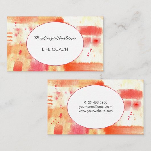 Handmatige, moderne Abstracte lade met Waterverf Visitekaartje (Voorkant / Achterkant)