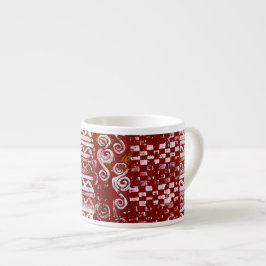 Handmatige patronen op rood canvas espresso kop