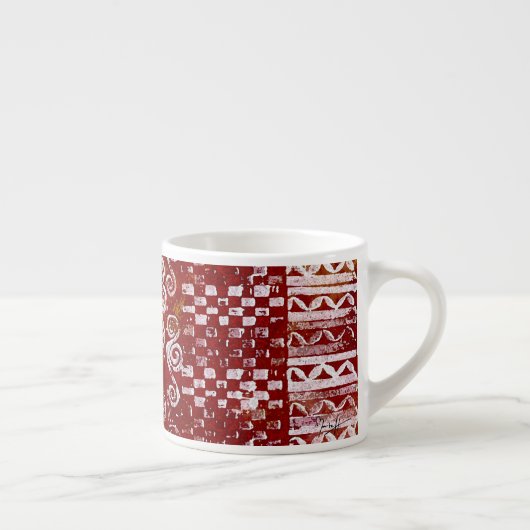 Handmatige patronen op rood canvas espresso kop (Rechts)