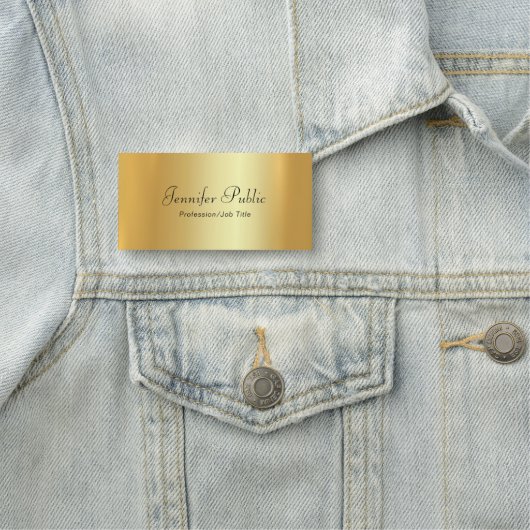 Handmatige Script Text Modern Elegant Gold Sjabloo Naamplaatje (In situ)