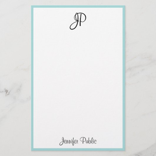 Handmatige scriptnaam monogram Eenvoudige moderne  Briefpapier (Voorkant)