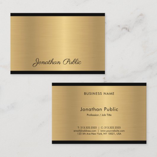 Handmatige scripts Modern Glamor Gold Elegant Chic Visitekaartje (Voorkant / Achterkant)