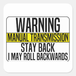 Handmatige transmissie Blijf terug kan naar achter Vierkante Sticker