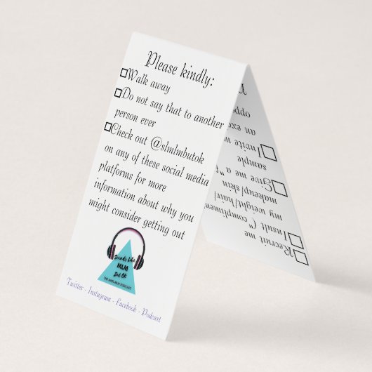 Handmatige uitchecklist visitekaartje (Achterkant)