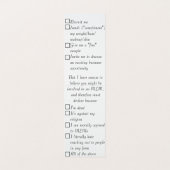 Handmatige uitchecklist visitekaartje (Binnenkant ongevouwen)