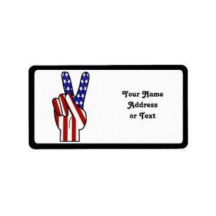 Handmatige vredesteken - Rood wit & blauw Etiket