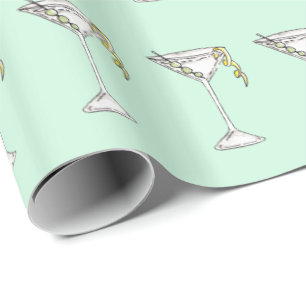 Handmatige Waterverf Olive Martini Cocktail Cadeaupapier