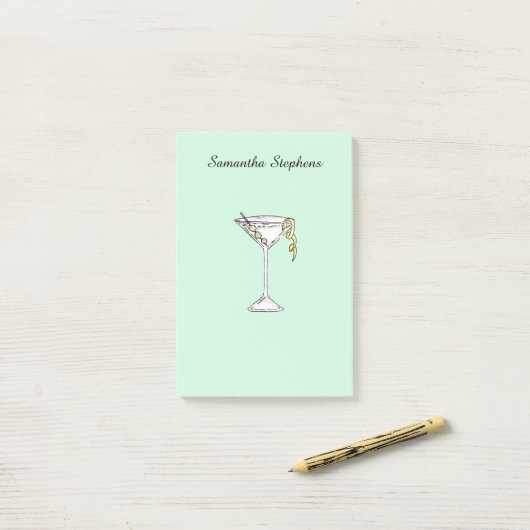 Handmatige Waterverf Olive Martini Cocktail Post-it® Notes (Op bureau)