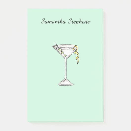 Handmatige Waterverf Olive Martini Cocktail Post-it® Notes (Voorkant)