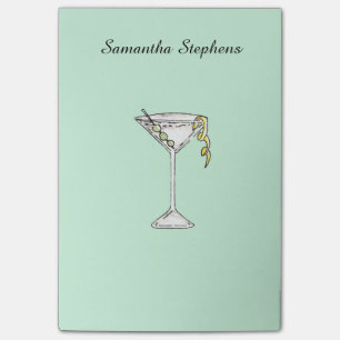 Handmatige Waterverf Olive Martini Cocktail Post-it® Notes