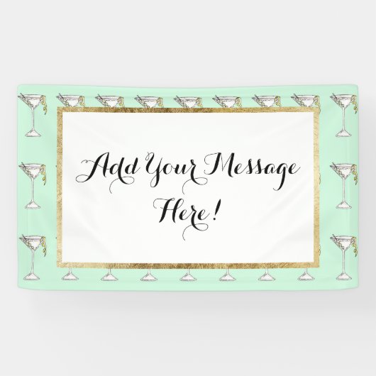 Handmatige Waterverf Olive Martini Cocktail Spandoek (Horizontaal)